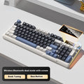 Wireless keyboard and mouse suit with mechanical feeling keys showing Blue White colour option and Type-C cable