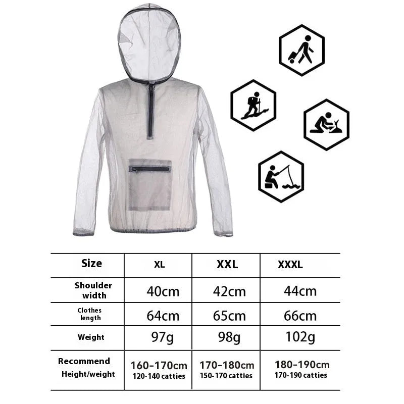 Rayman Jungle Run smoky grey mesh insect-proof outdoor jacket for men and women