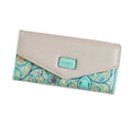Three-fold student wallet in PU leather with buckle closure and clip, measuring 19.5cm length, available in five colours.