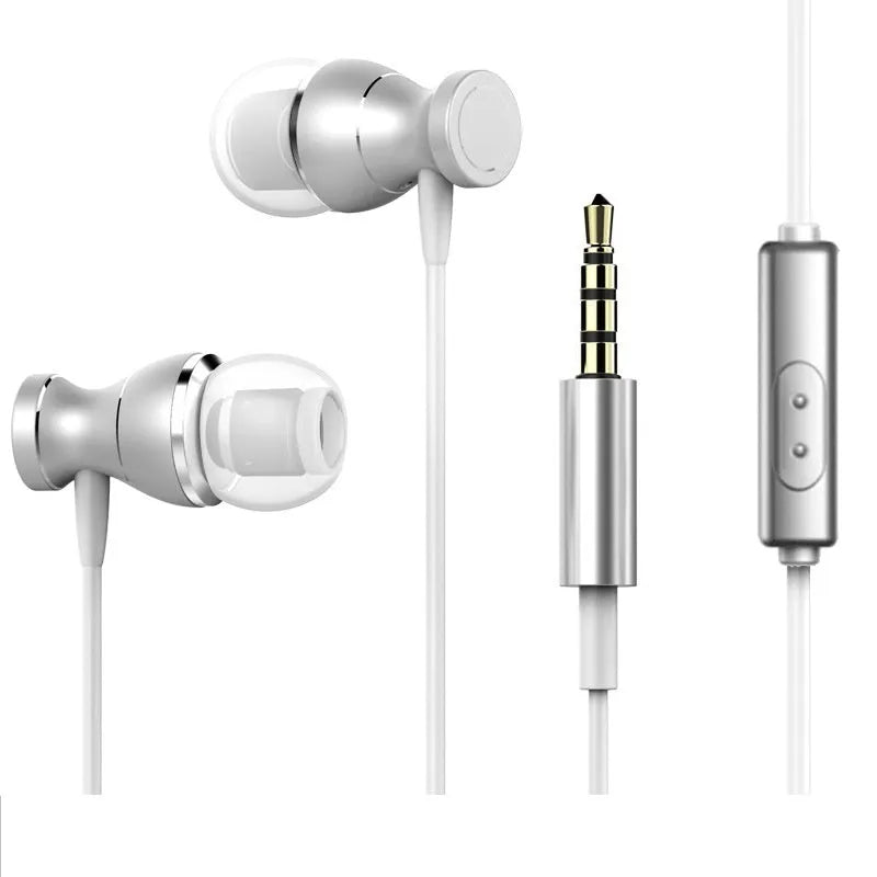 Universal in-ear headphones with 3.5mm straight plug and silicone earplugs