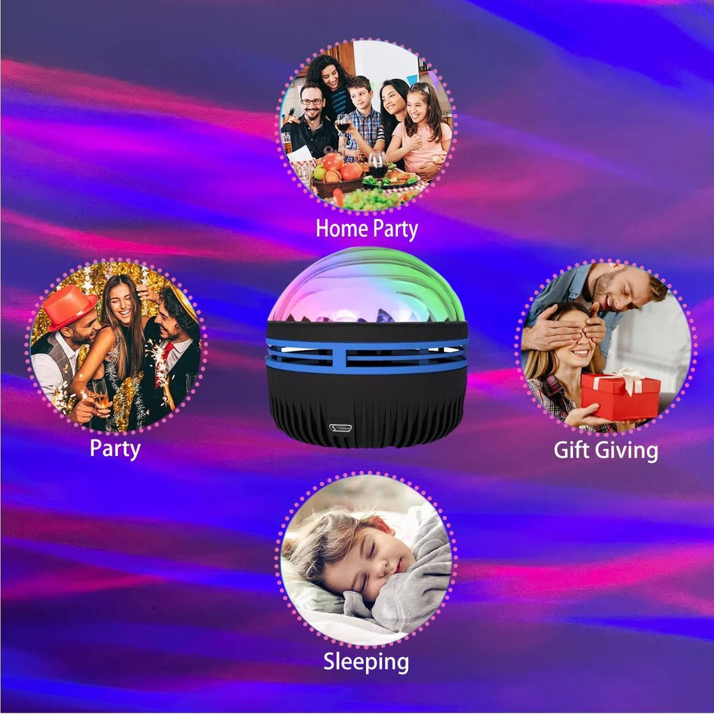 LED star galaxy projector lamp with rotating effects, acrylic shade, and 5V USB power for bedroom or party use