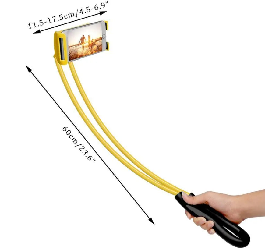 White universal phone holder with 360-degree rotation mechanism holding a smartphone