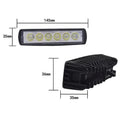 Black car auxiliary light with die-cast aluminium housing and polycarbonate cover showing six LED configuration