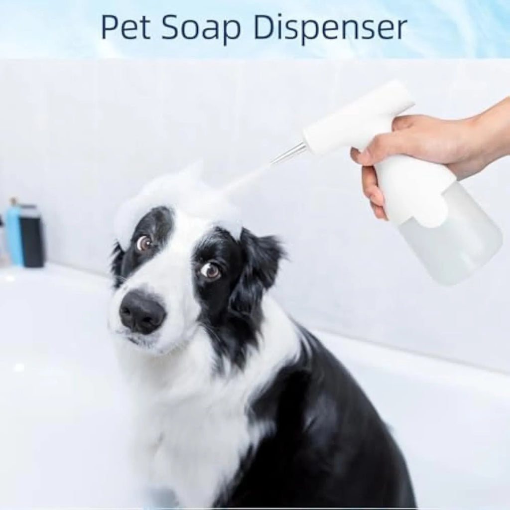 White electric foam soap dispenser with two nozzles and a USB charging cable.