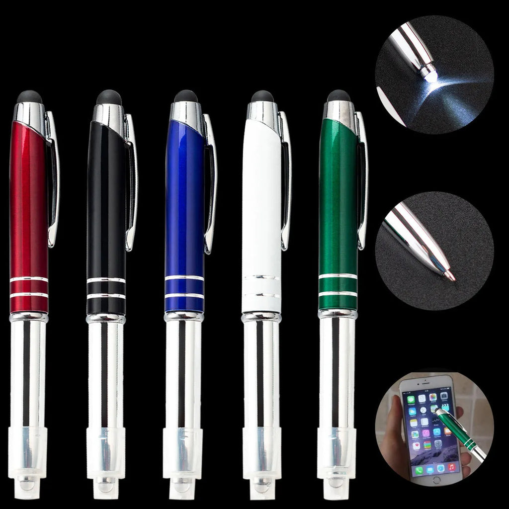 Metal capacitive stylus pen with LED light in red, black, white, green, or blue colour options