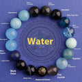 Polished natural agate bead bracelet with symbolic charm in five element colours.