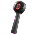 Electric massage comb with red light, anti-slip handle, 21x8.5x3cm, grey black or red, 1400mAh battery.