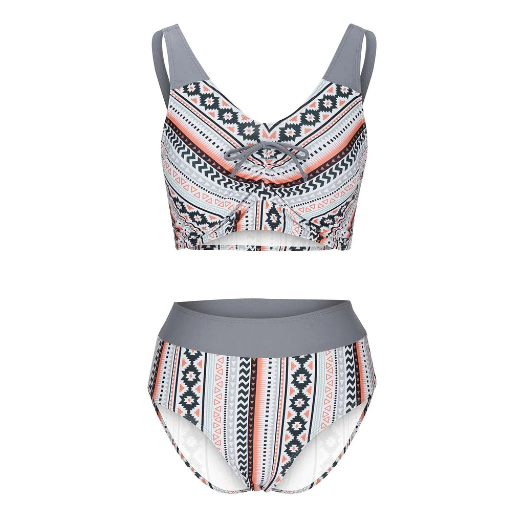 Women's solid colour cross sling split bikini swimsuit in polyester fabric