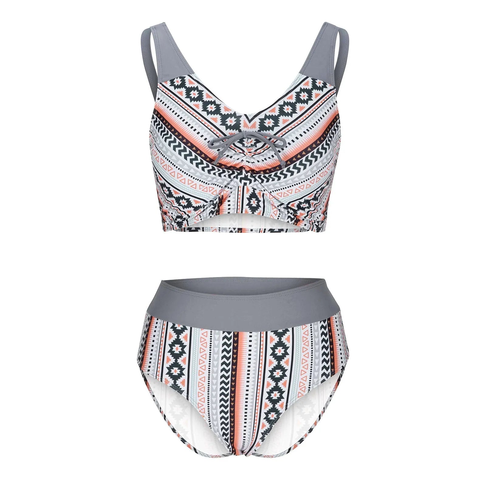 Women's solid colour cross sling split bikini swimsuit in polyester fabric