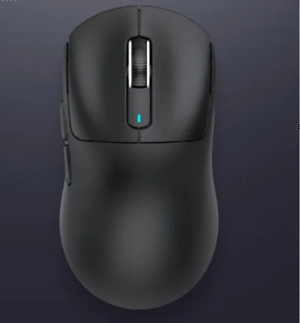 Black three-mode rechargeable mouse with 118.5mm length, showing USB receiver and 1.5m parachute cord