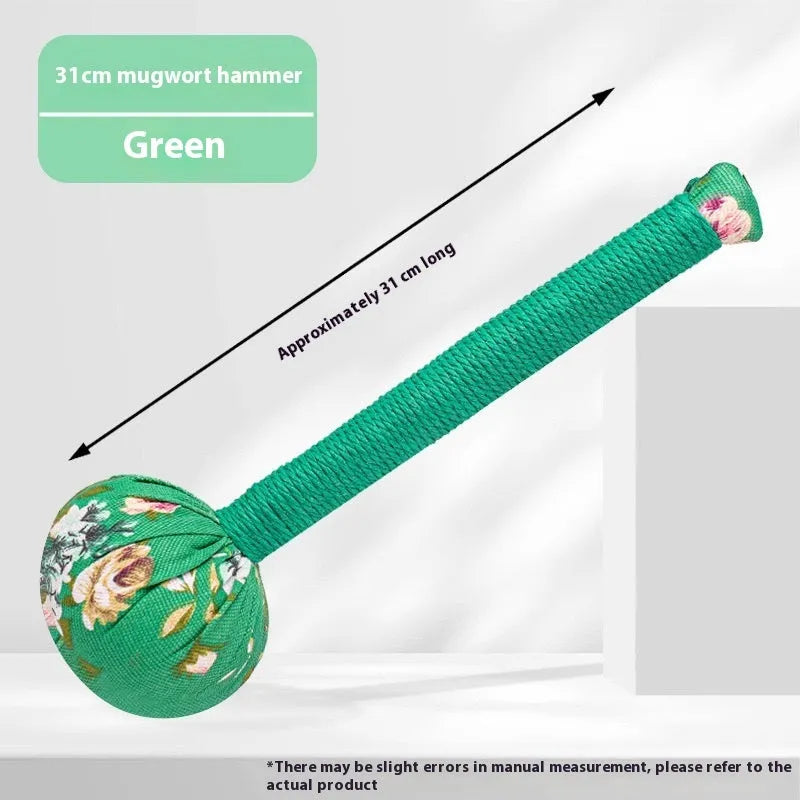 Green argy wormwood handheld massage hammer for neck and shoulder percussion therapy