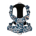 Floral pattern pet chest strap made from pure cotton with adjustable straps and metal buckles