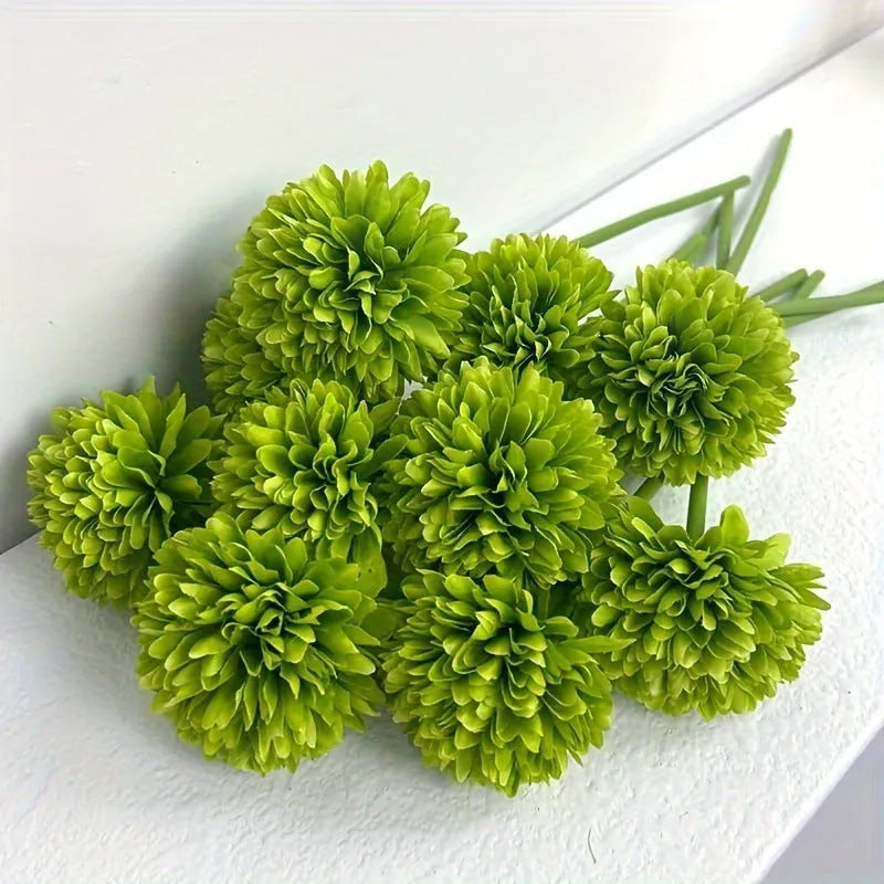 Green artificial silk flower desktop decoration measuring 20x6x5cm with dark and light green tones
