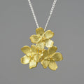 Hand-designed sterling silver forget-me-not flower pendant in pastoral style, showing open-mouth detail.