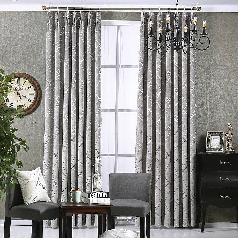 Chenille blackout curtains in modern minimalist style with jacquard weave texture