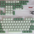 124 Matcha green PBT keycaps with white dye-sublimated legends, arranged in a keyboard layout.