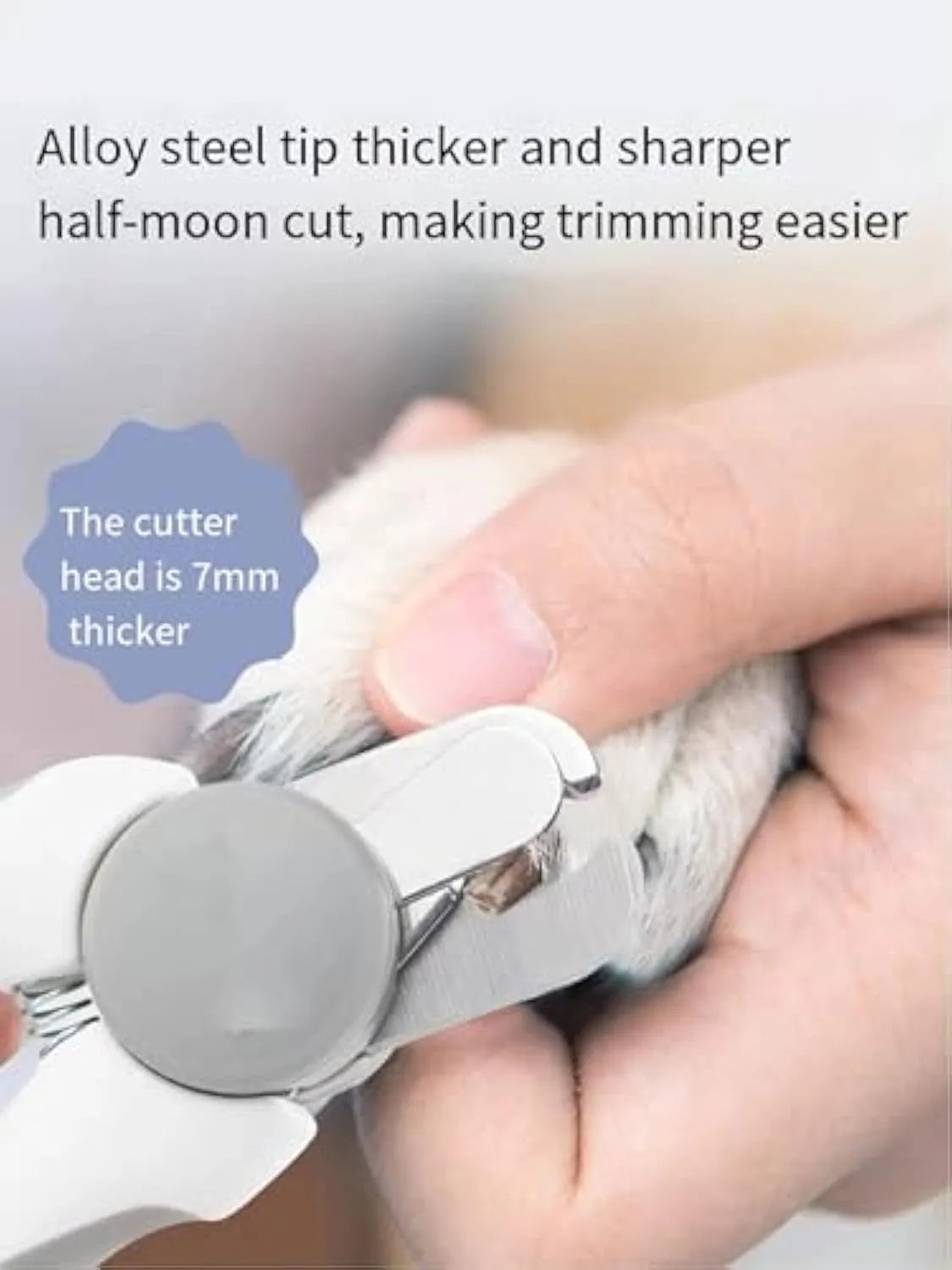 Blue dog nail clippers with safety guard for large dogs, 16.8 cm long