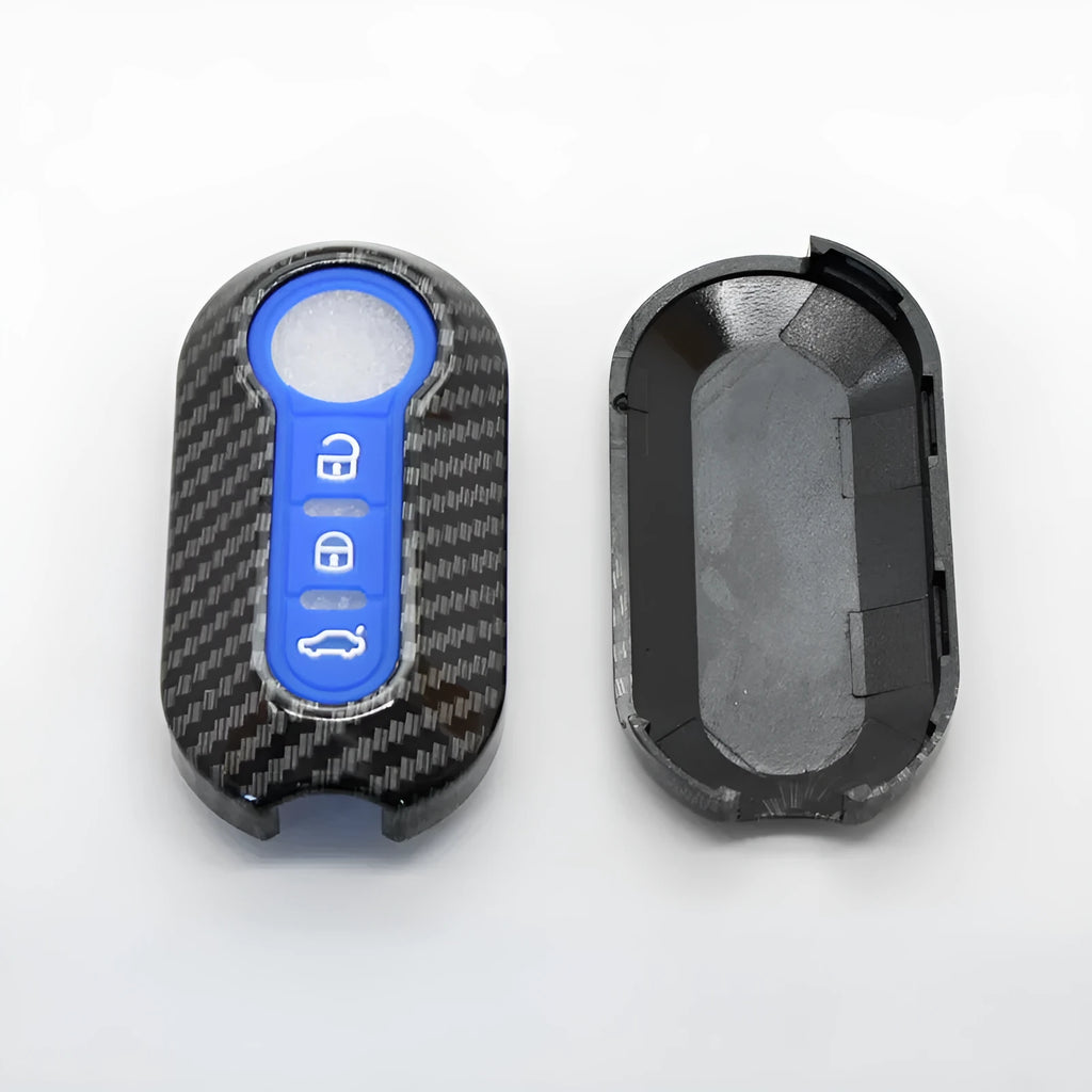 Fiat 500 Boyue Ottimo Viaggio ABS plastic remote key shell case in black, red, and dark blue.