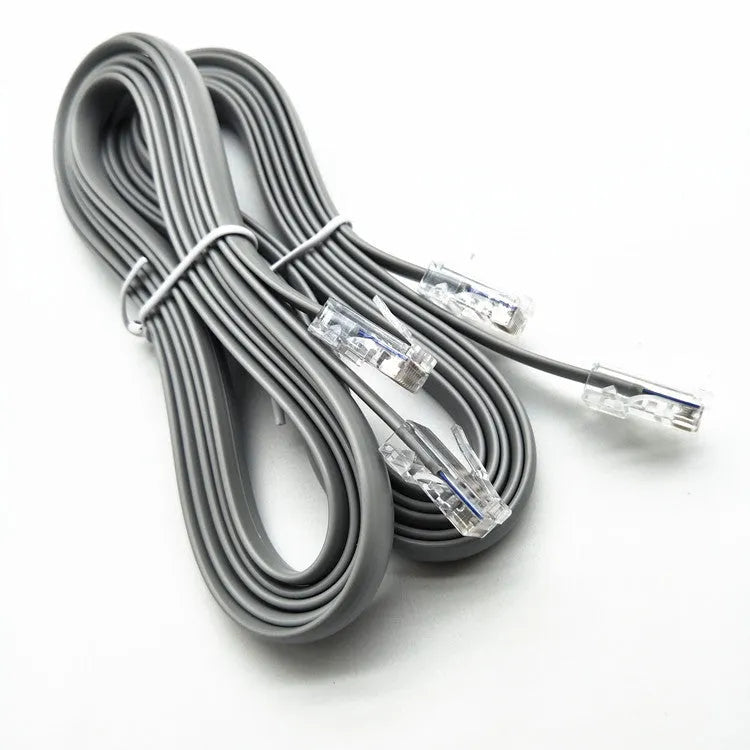 Silver grey CAT6 network cable with RJ-45 connectors, 2 metres long