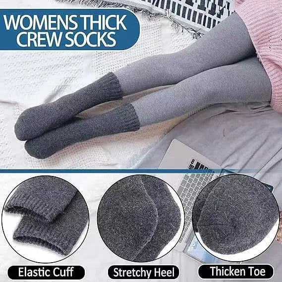 Unisex wool cashmere blend thermal tube socks in middle calf length showing solid colour pattern