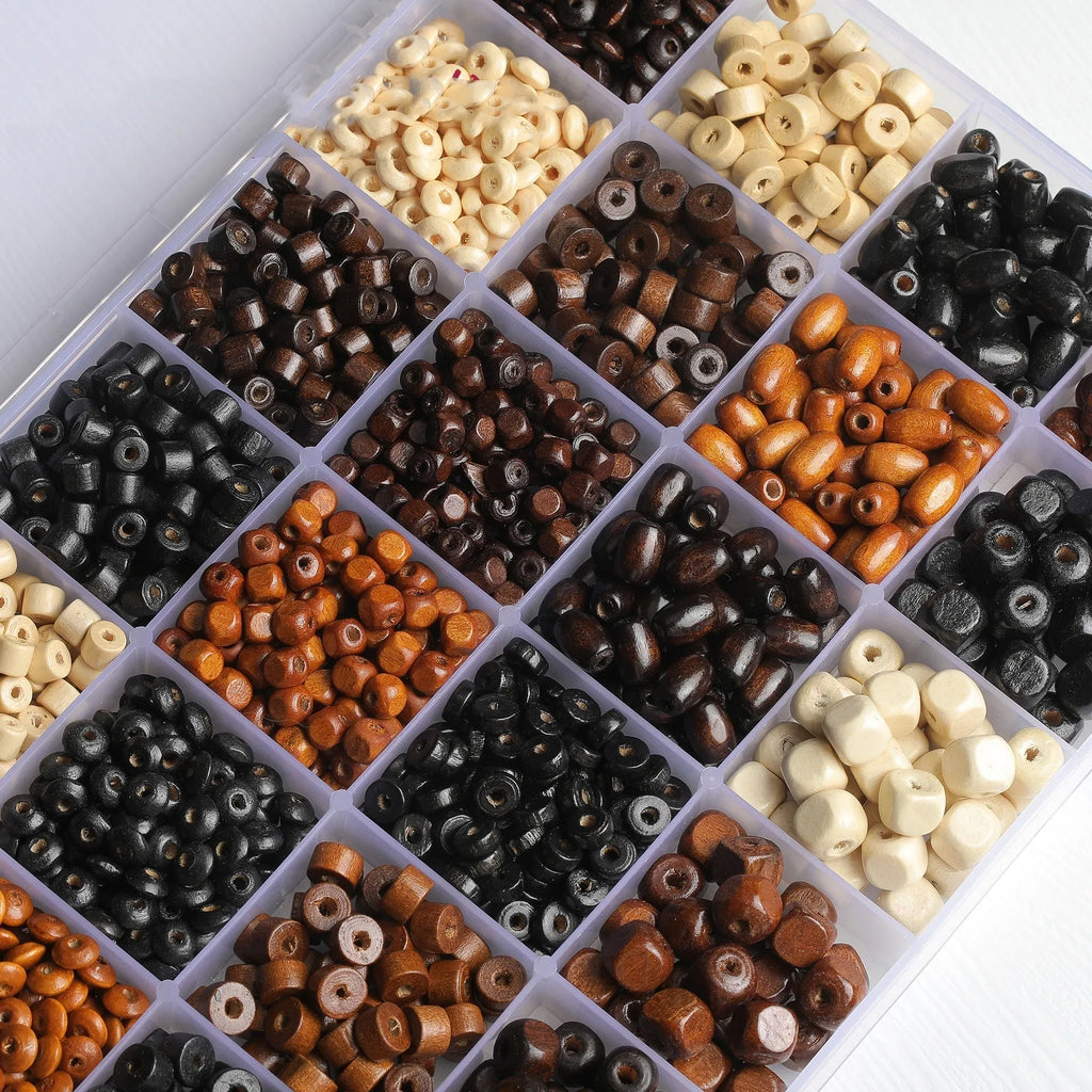 Mixed colour solid wood scattered beads for DIY jewellery making