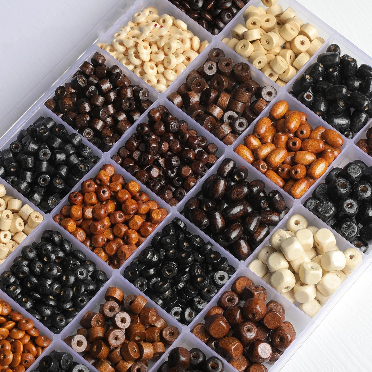 Mixed colour solid wood scattered beads for DIY jewellery making