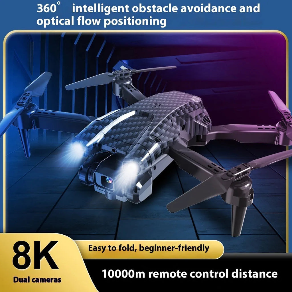 S138 folding UAV with carbon fibre appearance, 360° obstacle avoidance, and storage bag, size under 30cm