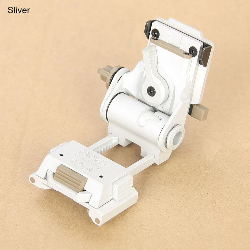 Metal alloy night vision helmet mount bracket with breakaway base in dark earth finish