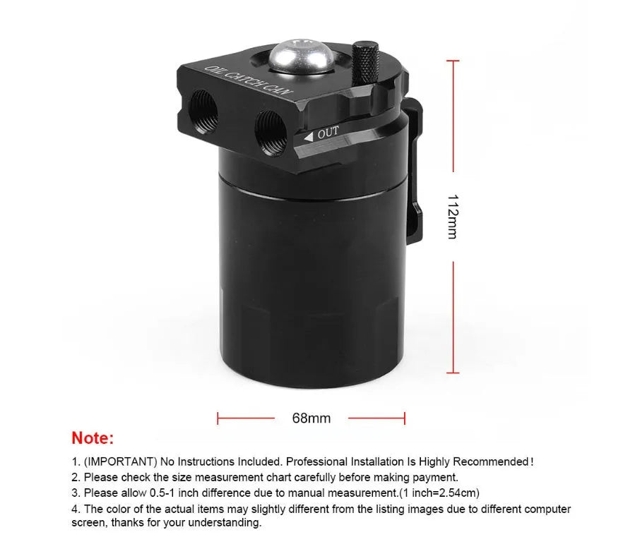 Aluminium alloy oil catch can for Ford Expedition in black, red, blue, and silver colour options.