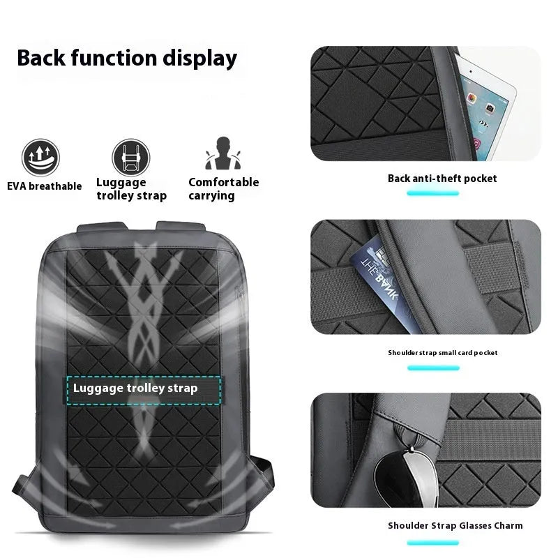Men's lightweight Oxford cloth backpack in dark grey, olive green, blue, or black colours