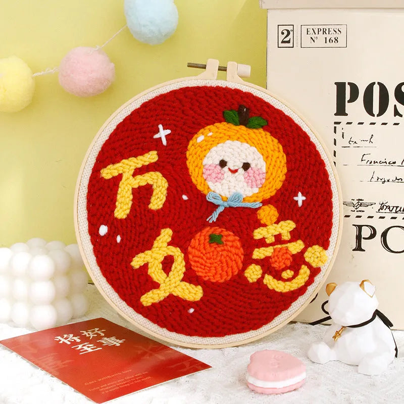 Cross stitch embroidery DIY kit with 20cm hoop, threads, fabric and tools for handmade crafts