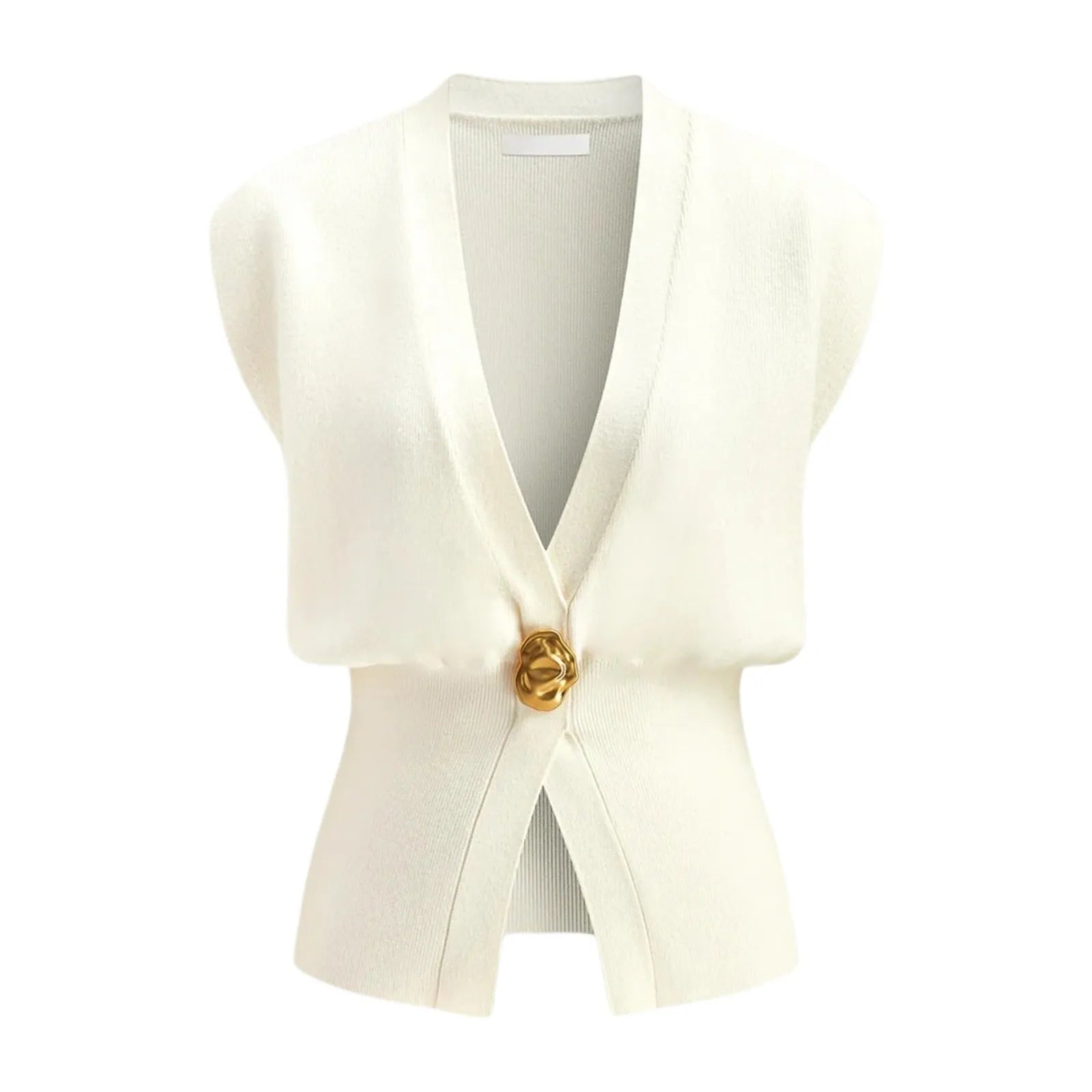 Women's loose V-neck button cardigan in knitted polyester fabric