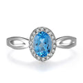925 sterling silver blue topaz jewellery set with geometry design including earrings, ring, pendant, and necklace