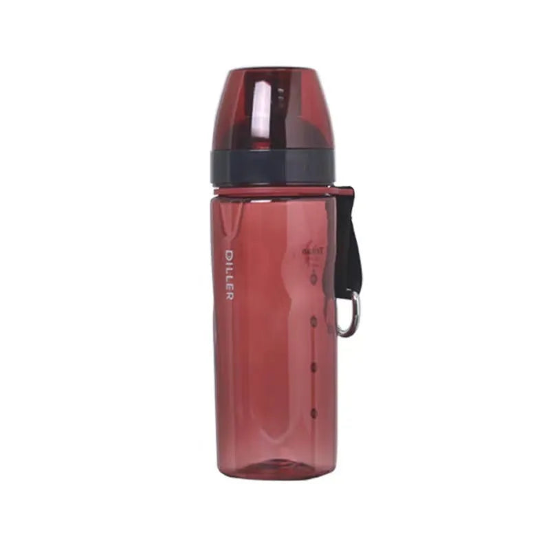 Blue portable water cup with tea compartment, 18cm height, BPA-free Tritan material, leak-proof lid