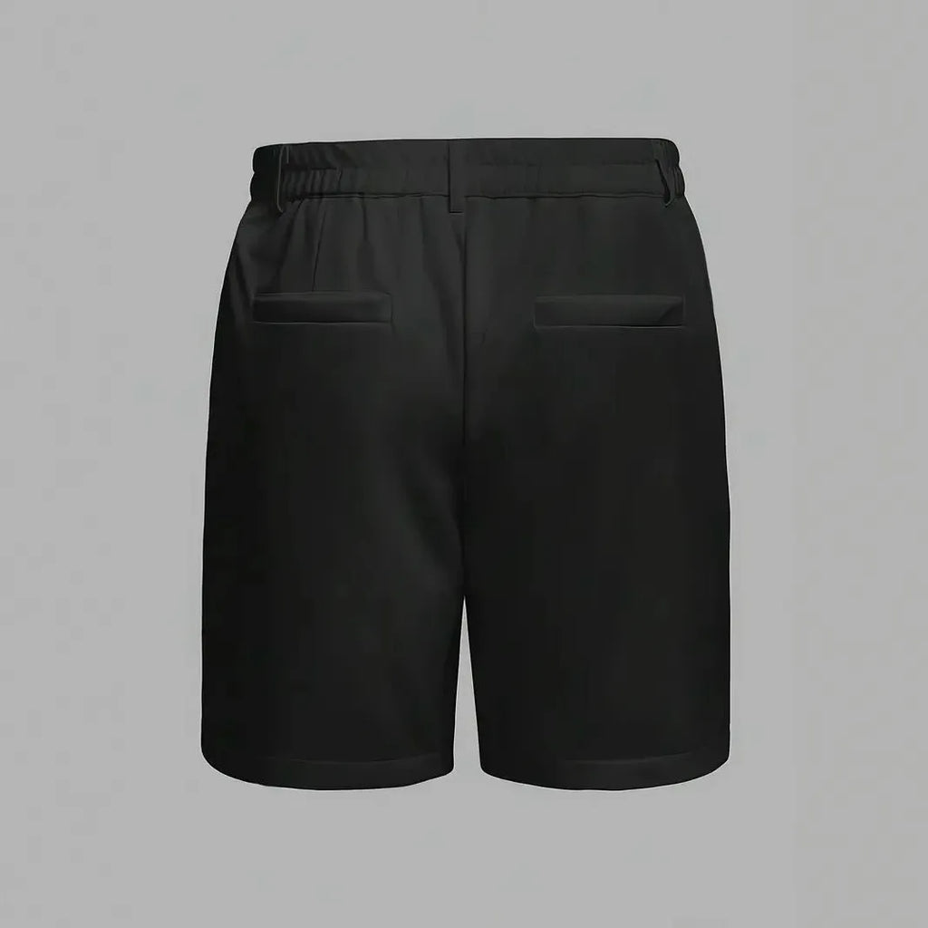 Men's solid colour cotton blend casual shorts with straight leg design