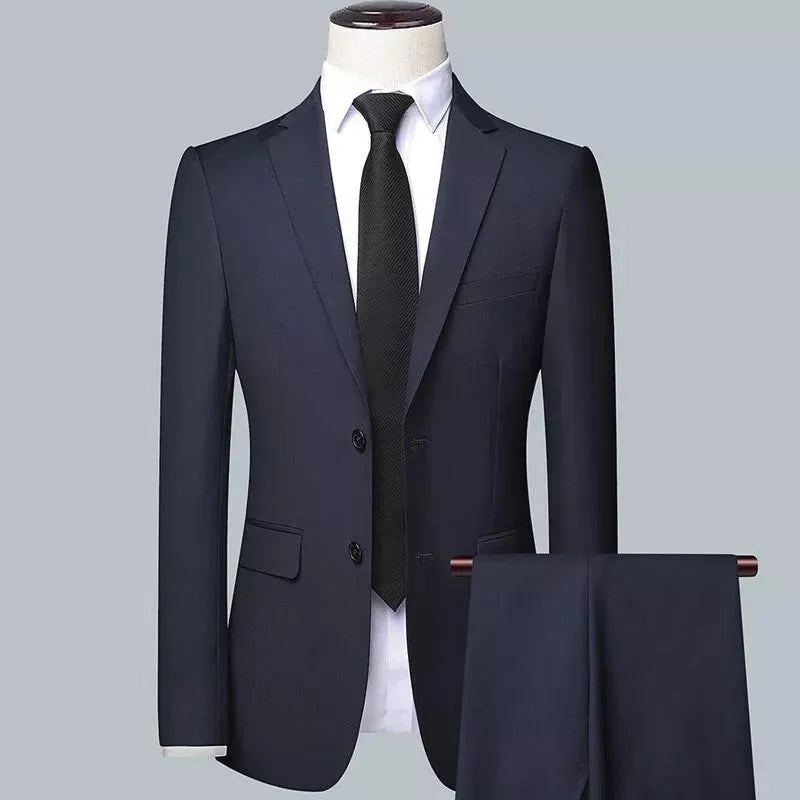 Men's Korean style slim fit three-piece suit set in business formal style