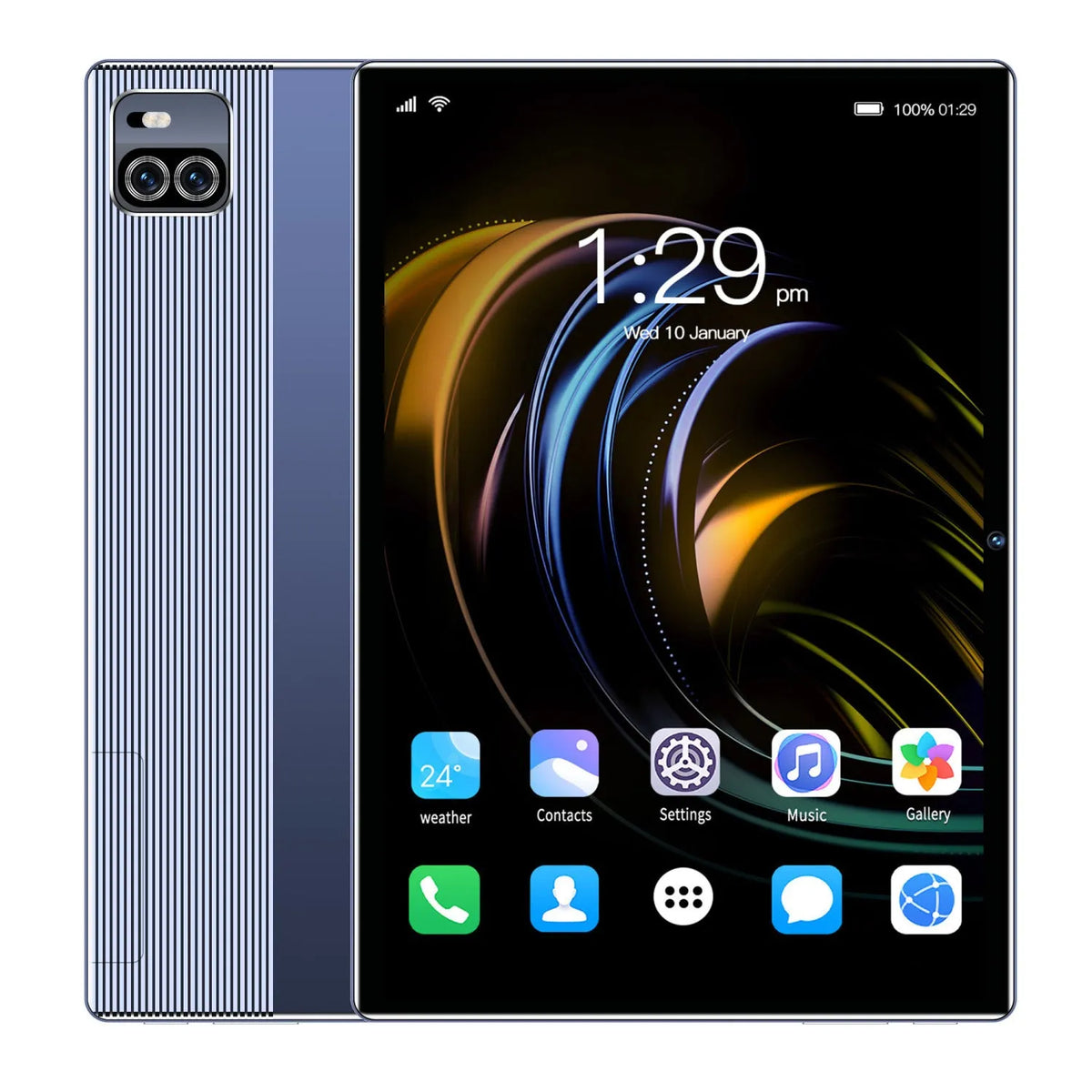 10.1 inch smart tablet in gold, blue, or grey with voice call HD and 9 hour battery