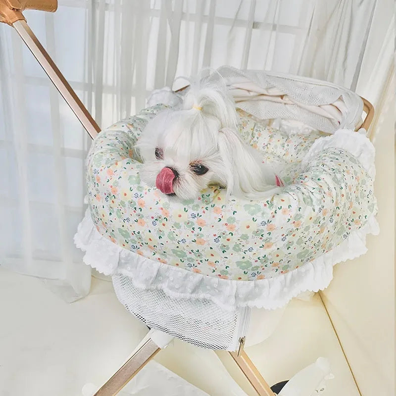 Pet stroller anti-dirty towel cushion pillow three-piece set in blue green apple colour for cats and dogs
