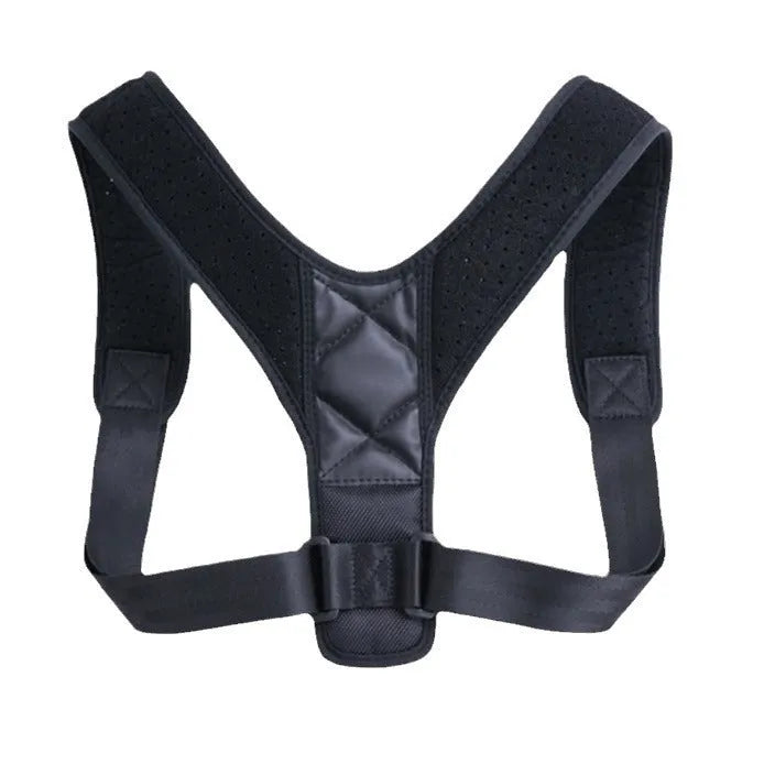 Adjustable nylon posture correction band with breathable mesh panels for back support during sitting