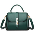 Women's soft PU leather shoulder bag in square vertical design with adjustable strap, showing interior polyester lining