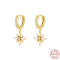S925 sterling silver snowflake pendant earrings with geometric design and inlaid gemstones