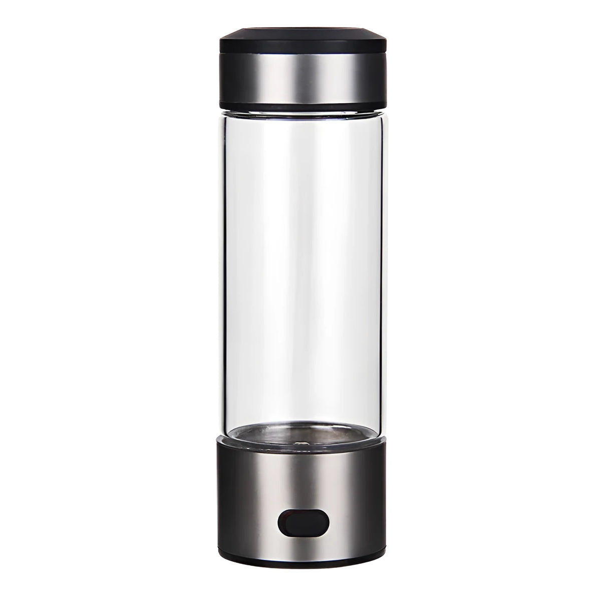 Silver 420ml hydrogen water generator cup, 22x7cm, high borosilicate glass and PC, USB powered