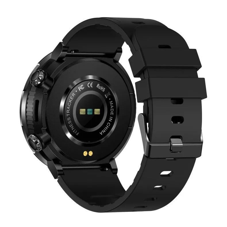 T30 Smart Watch with 52mm IPS touchscreen in black colour, showing Bluetooth calling and health monitoring functions