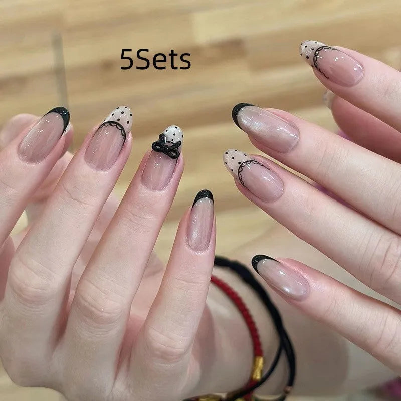 Sweet Girl Wearing Fake Nails press-on sets in random colours for easy application