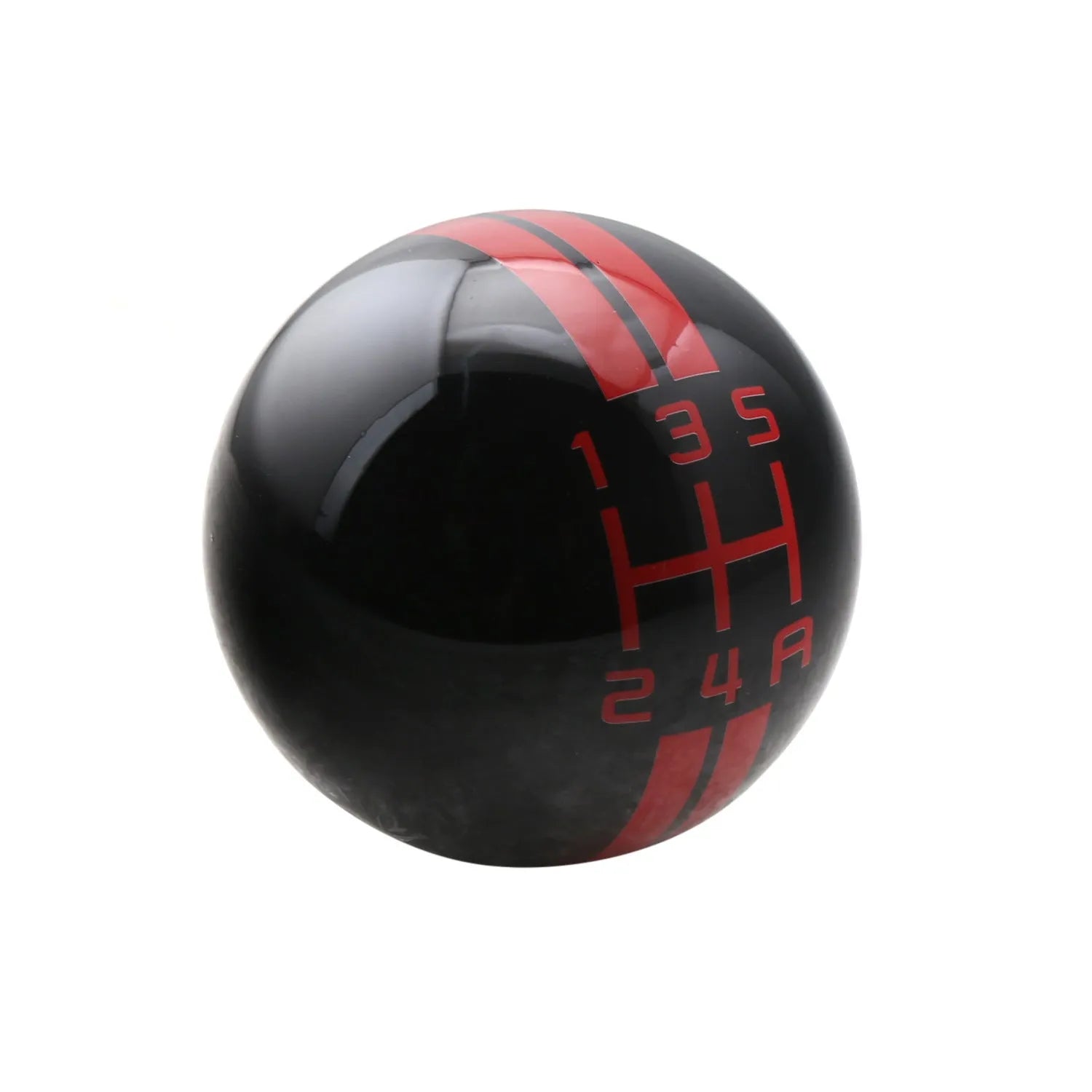 Black ball gear head for 5-speed manual cars with red lettering and screw accessories