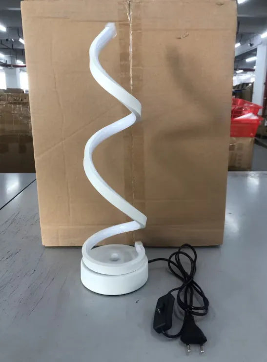 LED table lamp with metal base and acrylic curved shade, 125mm x 450mm, 24W, gold or white