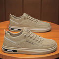 Men's casual work shoes with non-slip rubber soles and breathable PU upper in khaki colour