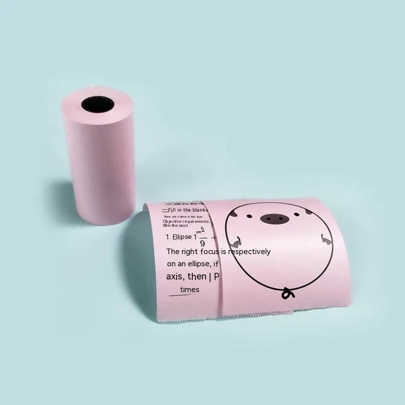 Roll of 57x30mm pink and yellow blue thermal paper for wrong question printers.