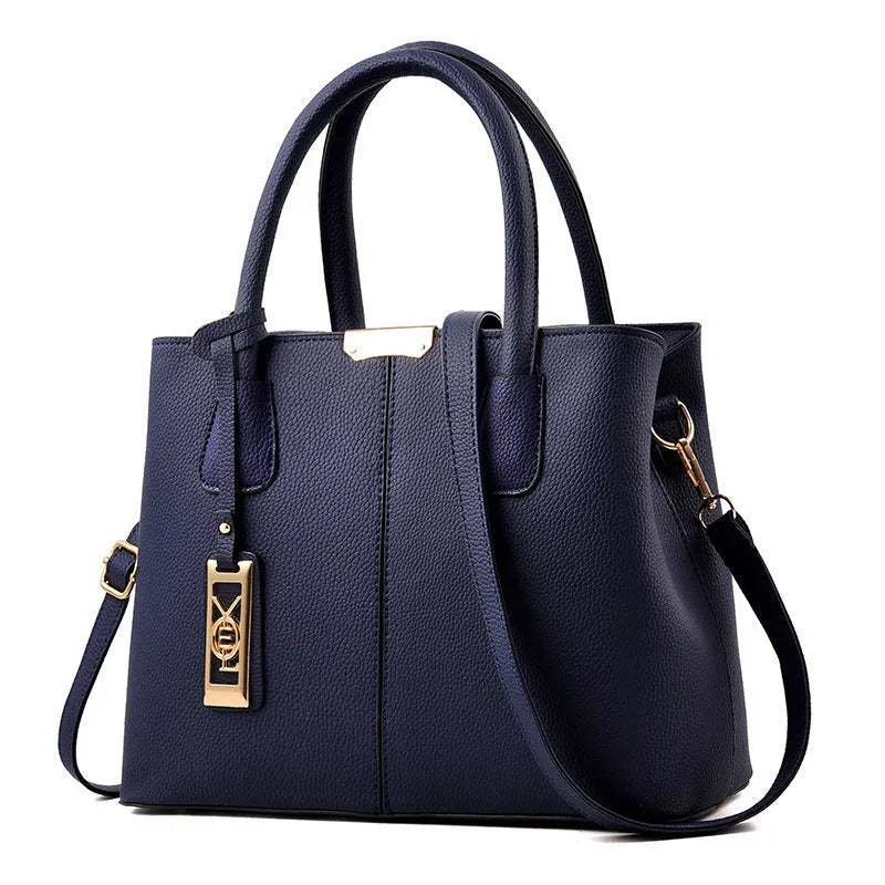 Soft PU leather large capacity shoulder handbag for women shown in a choice of colours.