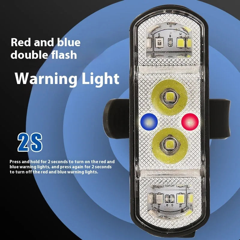 Black bicycle headlight with LED illumination for cycling safety